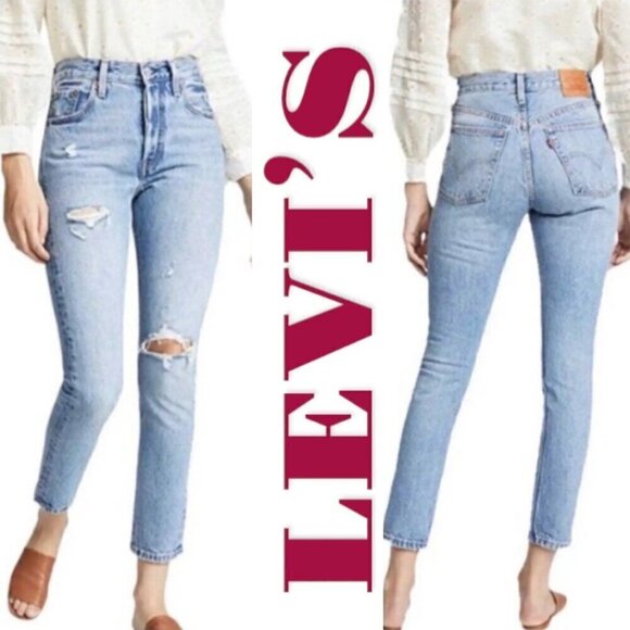 LEVI'S 501S Premium Big E Selvedge Button Fly Distressed Skinny Jeans, Size 25 - Picture 3 of 16